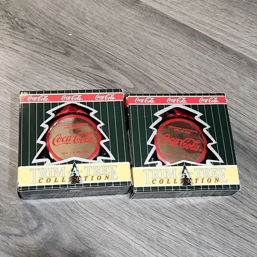NIB Coca-Cola 1998 Trim A Tree Set of 2 Ornaments